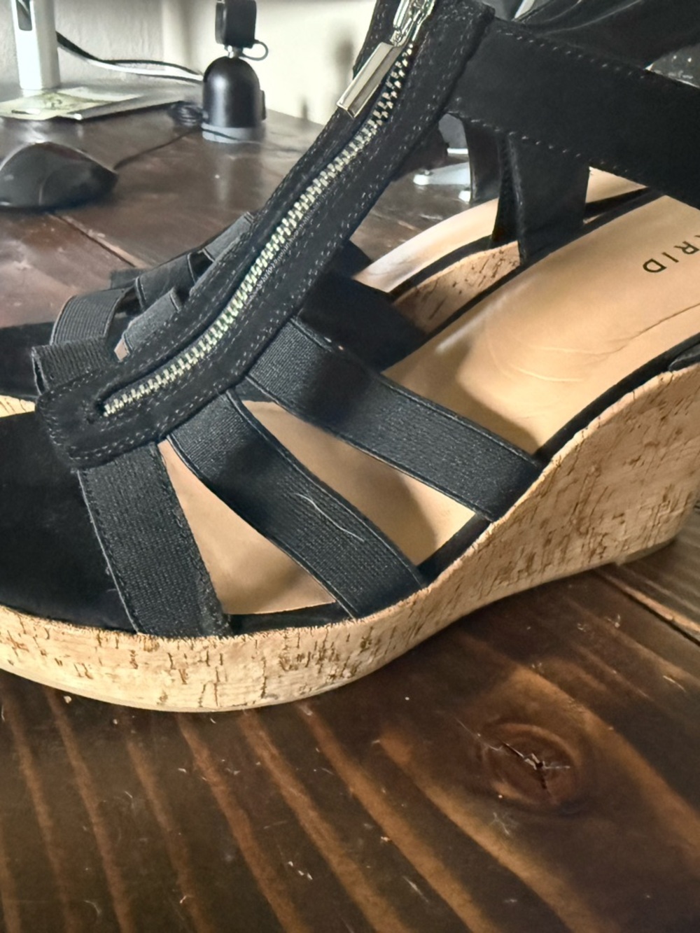 Torrid Black Zip Front Heel Strappy wedges - Picture 4 of 9